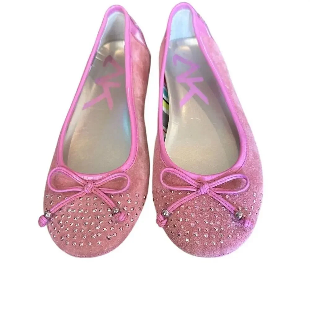 Anne Klein Sport Women's Pink Ballet Flats Size 7.5 Sparkly Bow Casual - Picture 2 of 13